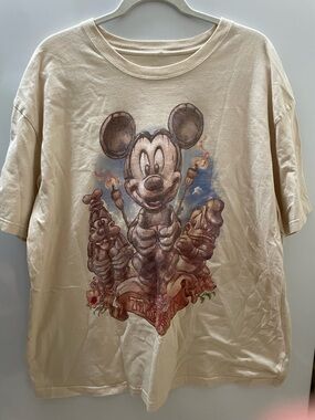 Disney Tiki Kingdom Mickey Donald Goofy Shirt Beige Light Brown Cream Sz XXL 2XL